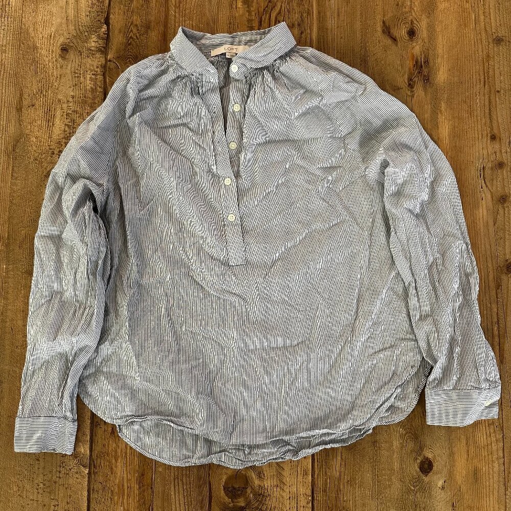 Loft Striped Button Down Up Shirt Women's M